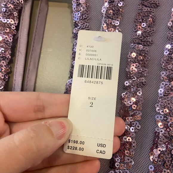 Anthropologie NEW Women's Size 2 Lilac Purple Sequined Open-Back Mini Dress NWT - Picture 5 of 10